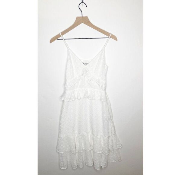 Senlis Cora Ruffled Sleeveless Mini Dress White Diamond Fil Coupe Size XS NEW - Picture 3 of 8